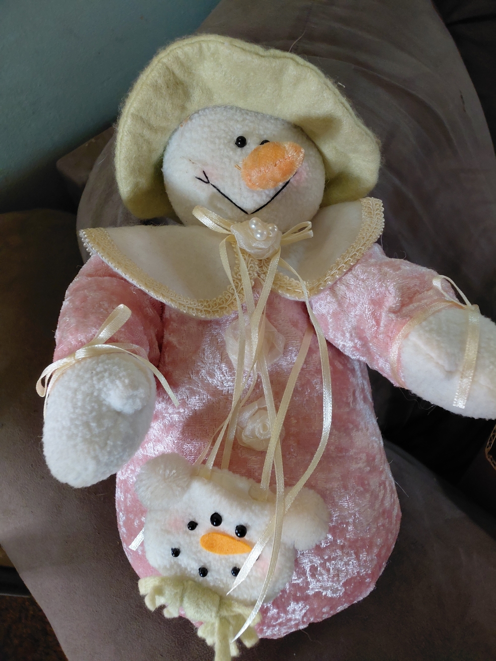 Pastel Colored Snowman Decorative Plush